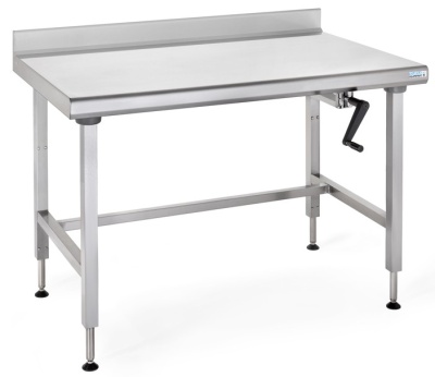 Arbeitstisch aus Edelstahl manuell höhenverstellbar