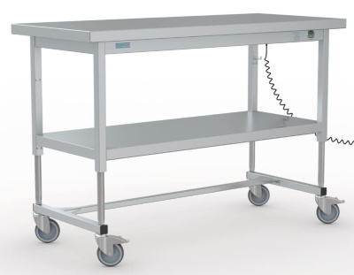 Preview: Arbeitstisch aus Edelstahl elektrisch höhenverstellbar