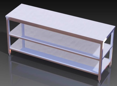 Arbeitstisch, Grund- u. Zwischenboden, H= 850mm, BxT: 2000 x 700
