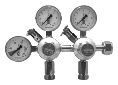 Stickstoffregler-Batterie 3/3 bar mit Inhaltsanzeiger, 2-ltg.
