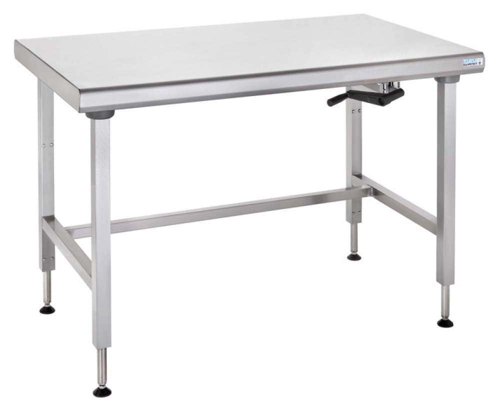 Arbeitstisch aus Edelstahl manuell höhenverstellbar