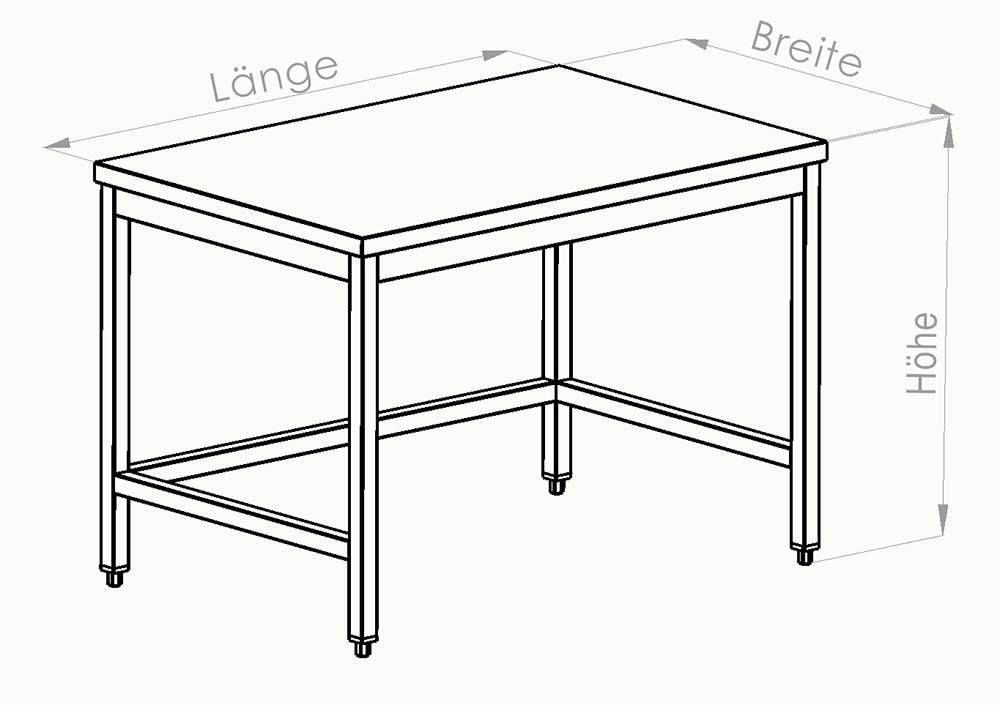 Arbeitstisch aus Edelstahl ohne Grundboden