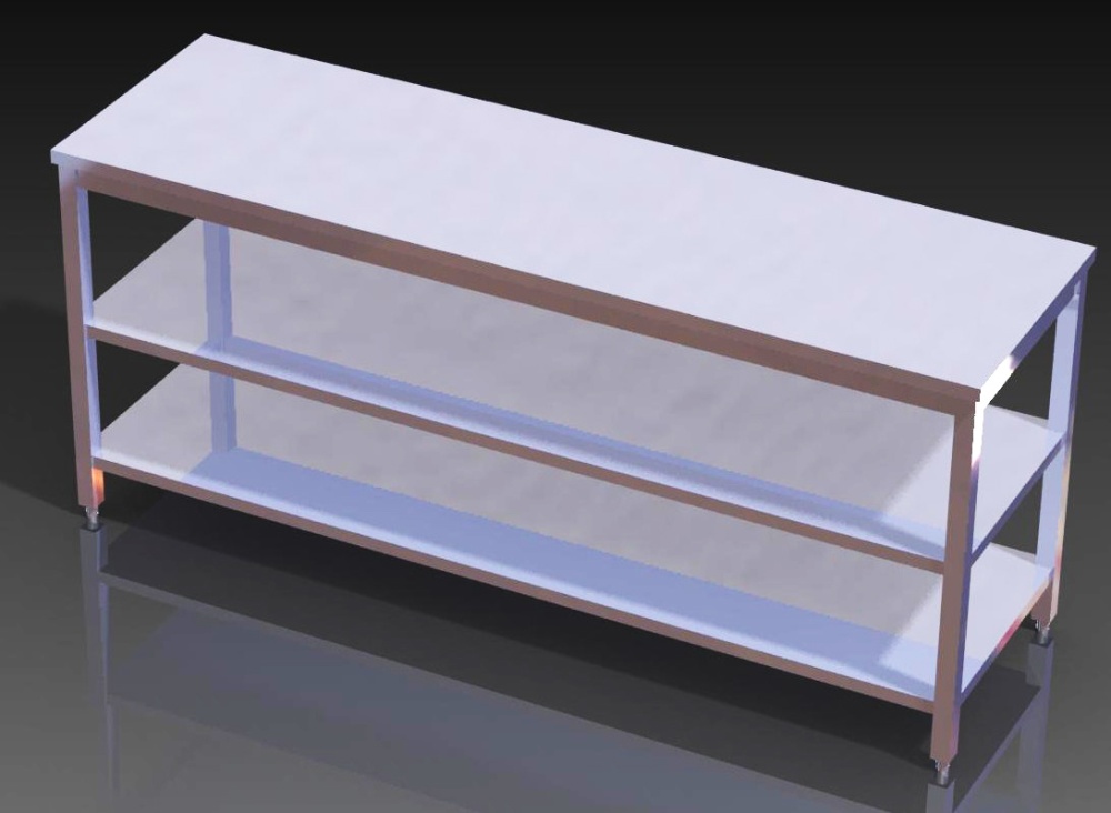 Arbeitstisch, Grund- u. Zwischenboden, H= 850mm, BxT: 2000 x 700