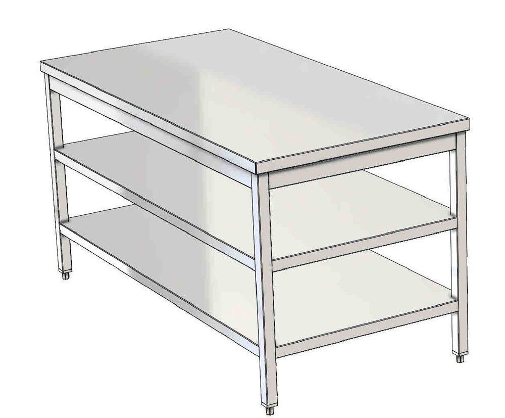 Arbeitstisch, Grund- u. Zwischenboden, H= 850mm, BxT: 700 x 800